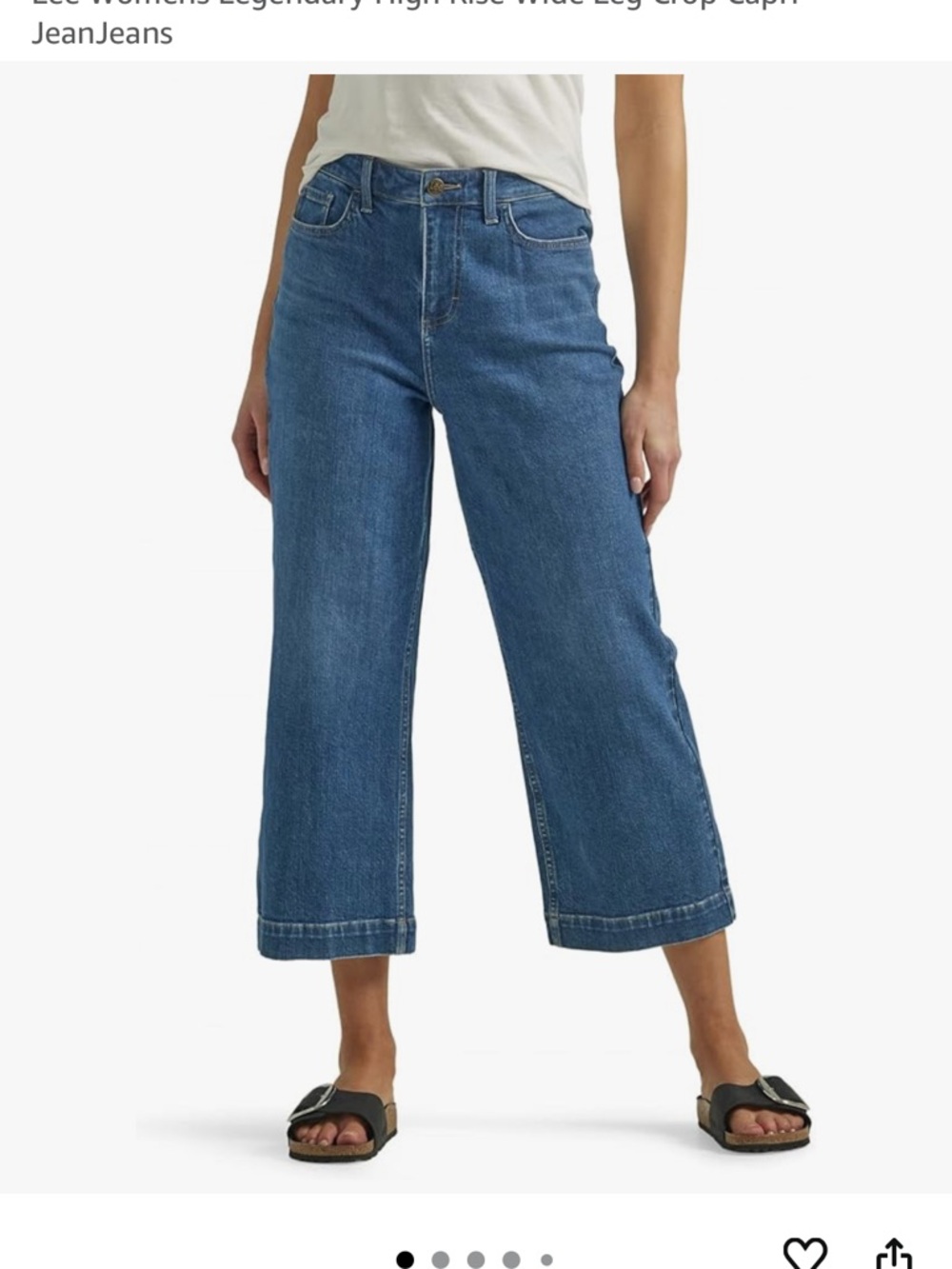 Lee Wide-Leg High-Rise Cropped Jeans in Mid Blue